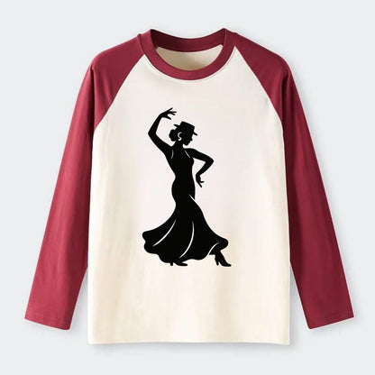 Flamenco dancer passionate stance - Raglan Long Sleeve T-Shirt - Red
