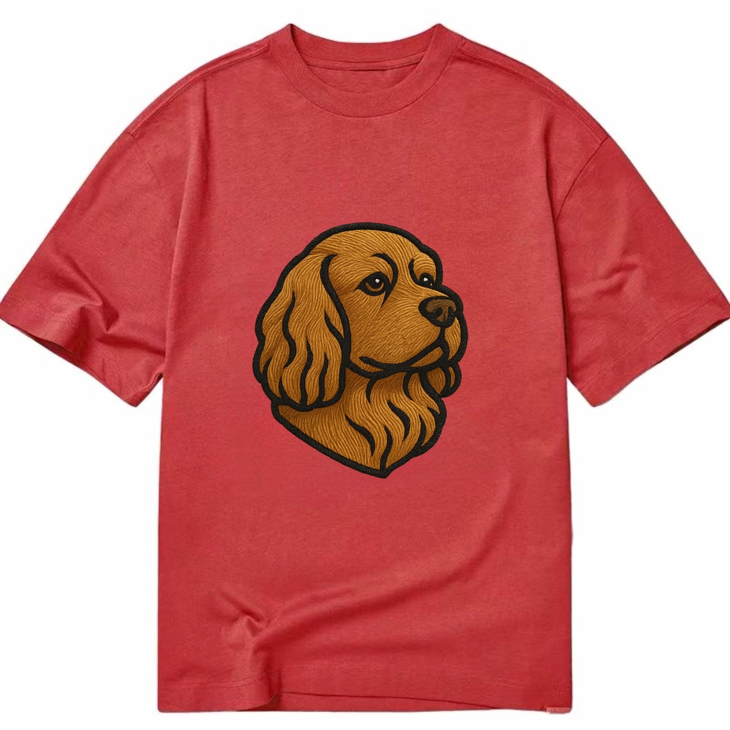 Sussex Spaniel - Golden liver embroidered low-set design - Classic T-shirt - Red
