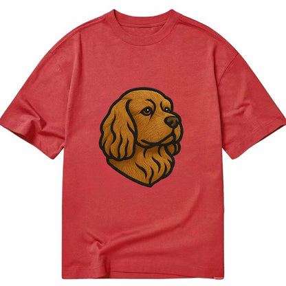 Sussex Spaniel - Golden liver embroidered low-set design - Classic T-shirt - Red