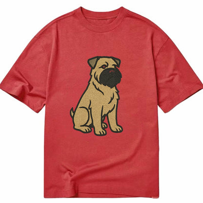 Bouvier des Flandres - Fawn rough coat embroidered design - Classic T-shirt - Red