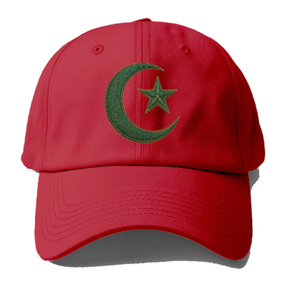 Crescent Moon and Star - Baseball Cap - Red