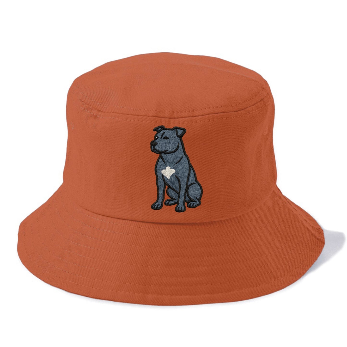 American Staffordshire Terrier - Blue embroidered design - Bucket Hat - Red