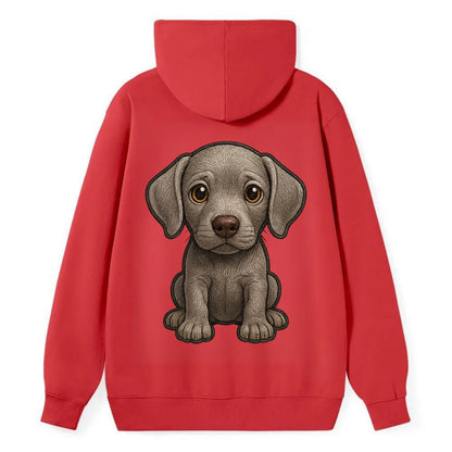 Baby Weimaraner Puppy - silver-gray coat, amber eyes, sleek body, - Classic Pullover Hoodie - Red