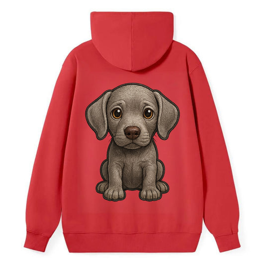 Baby Weimaraner Puppy - silver-gray coat, amber eyes, sleek body, - Classic Pullover Hoodie - Red