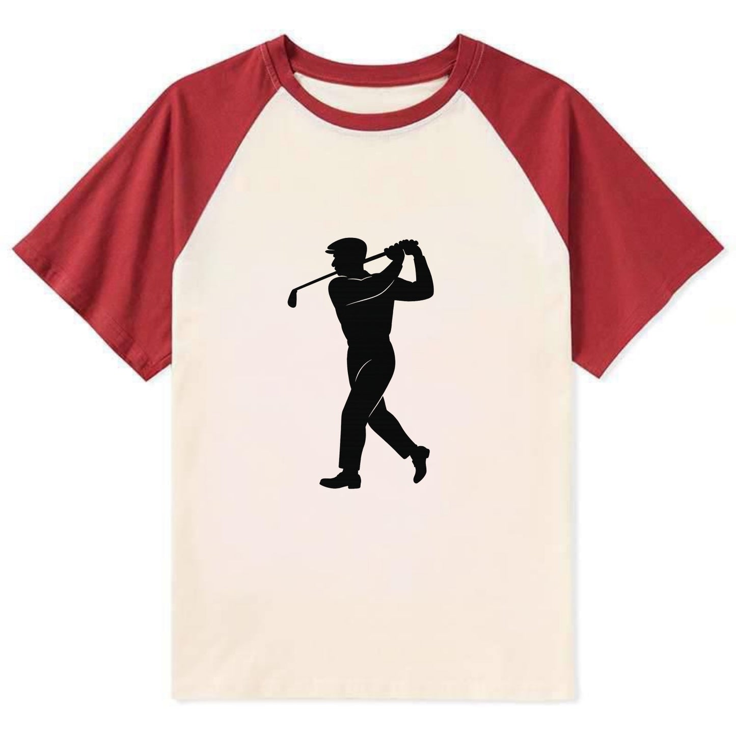 Golfer perfect swing follow-through - Contrast Raglan T-shirt - Red