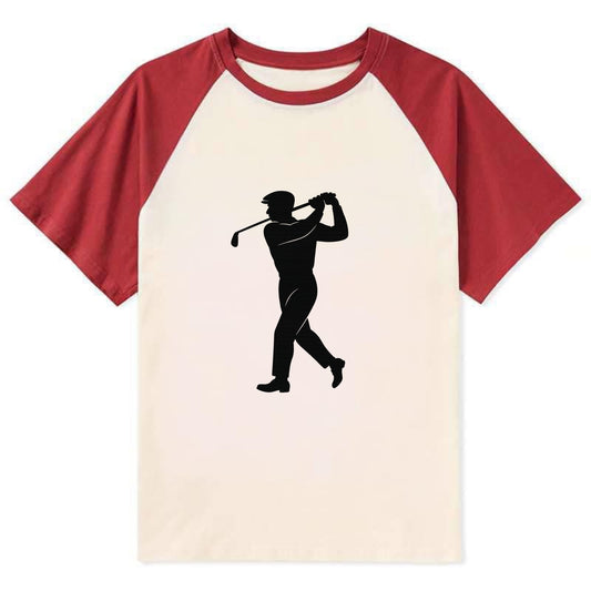 Golfer perfect swing follow-through - Contrast Raglan T-shirt - Red