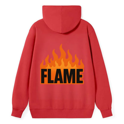 Bold typography design - "FLAME" - burning bright, passionate - Classic Pullover Hoodie - Red