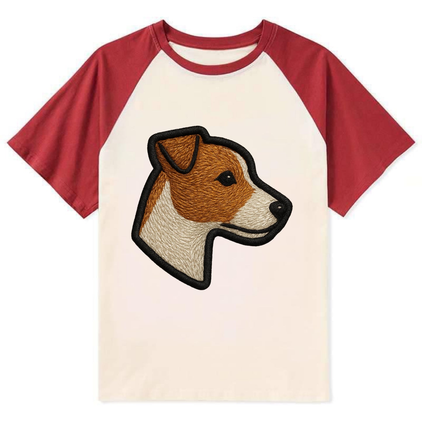 Jack Russell Terrier - Modern small terr - Contrast Raglan T-shirt - Red