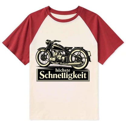 German Speed Motorcycle - Contrast Raglan T-shirt - Red