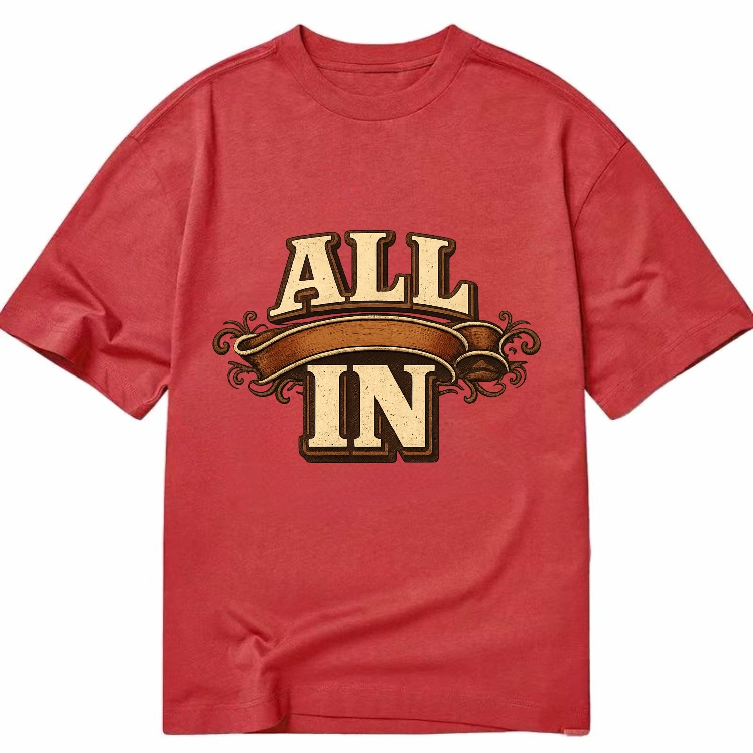 Bold typography design - "ALL IN" - complete commitment, no holding back - Classic T-shirt - Red