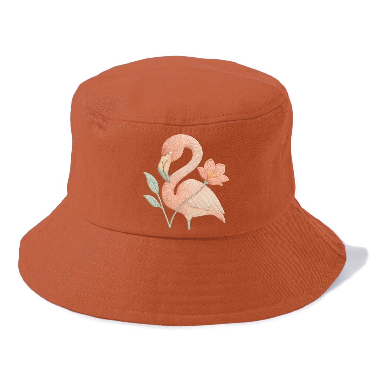 Peach Flamingo - Bucket Hat - Red