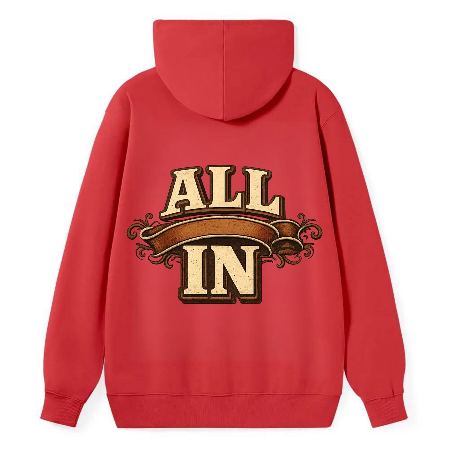 Bold typography design - "ALL IN" - complete commitment, no holding back - Classic Pullover Hoodie - Red