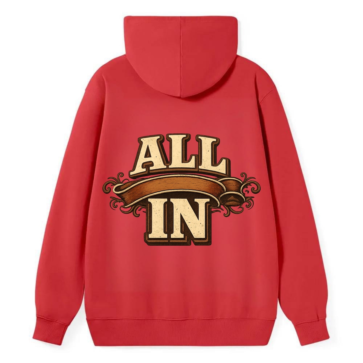 Bold typography design - "ALL IN" - complete commitment, no holding back - Classic Pullover Hoodie - Red
