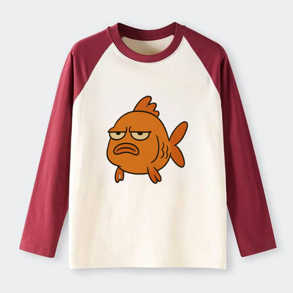 The Goldfish Judging Silently - Raglan Long Sleeve T-Shirt - Red
