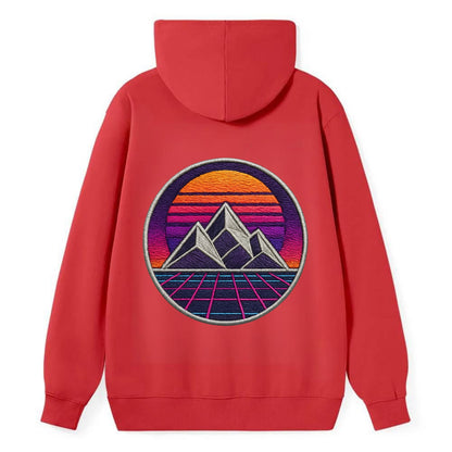 Retrowave Mountains - Classic Pullover Hoodie - Red