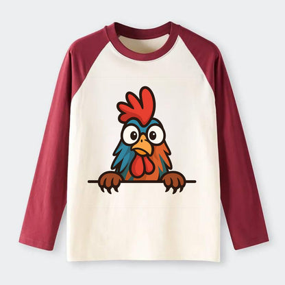 Rooster  - Raglan Long Sleeve T-Shirt - Red