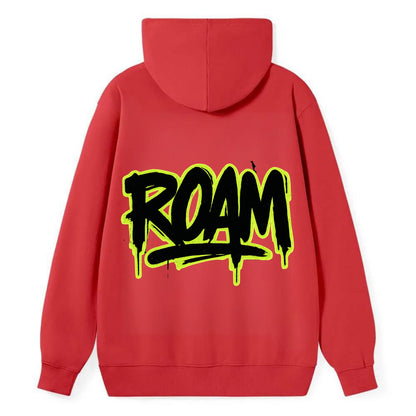 Bold typography design - "ROAM" - wander freely, no destination needed - Classic Pullover Hoodie - Red