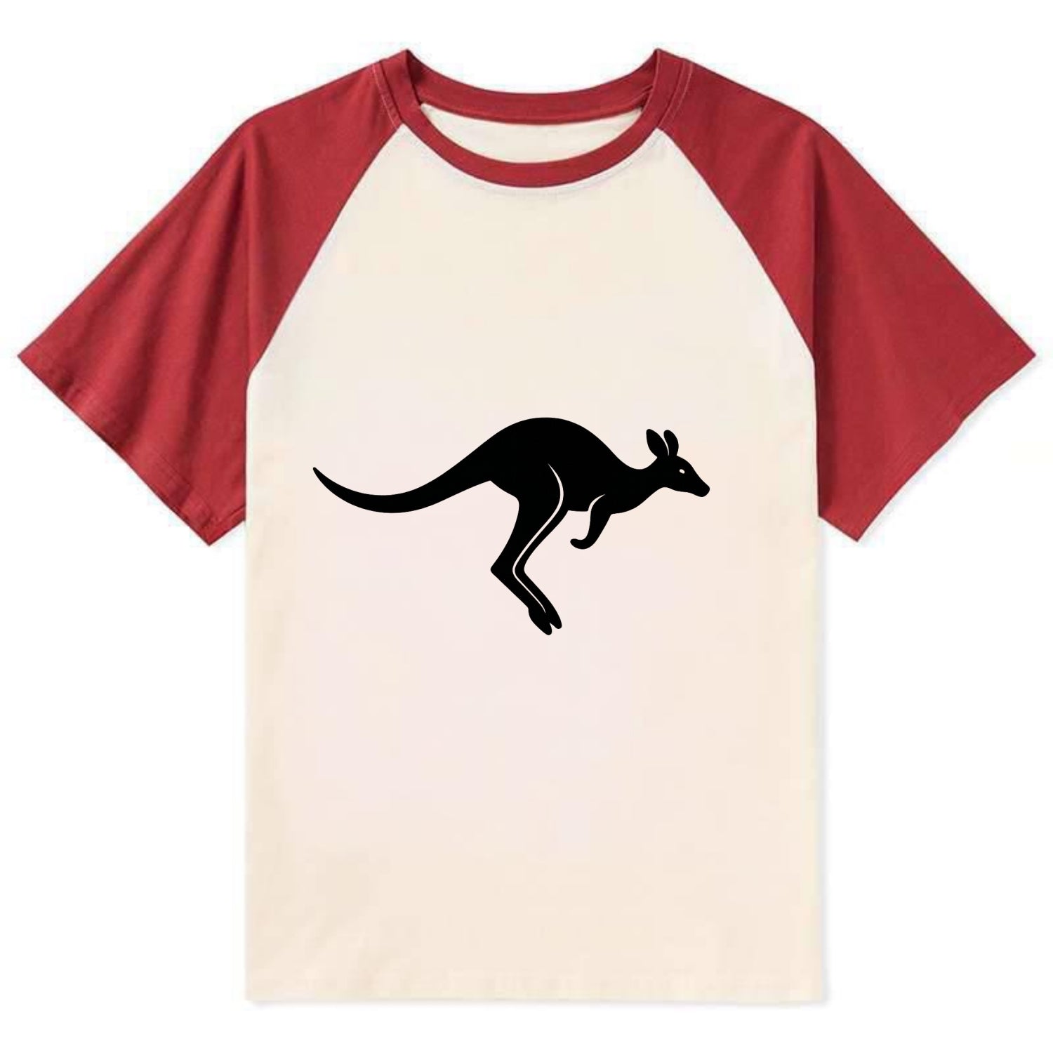 Kangaroo leaping across outback - Contrast Raglan T-shirt - Red