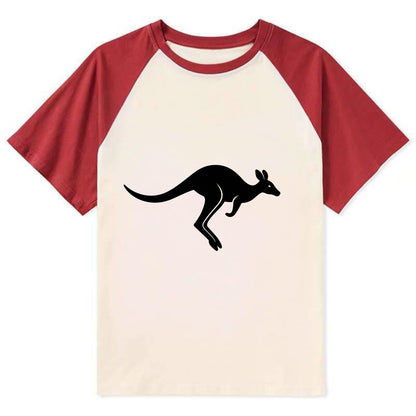 Kangaroo leaping across outback - Contrast Raglan T-shirt - Red