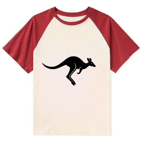 Kangaroo leaping across outback - Contrast Raglan T-shirt