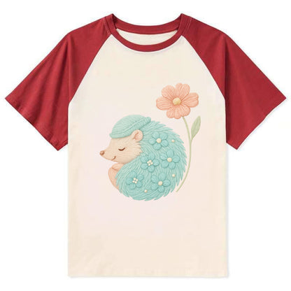 Aqua Hedgehog - Contrast Raglan T-shirt - Red