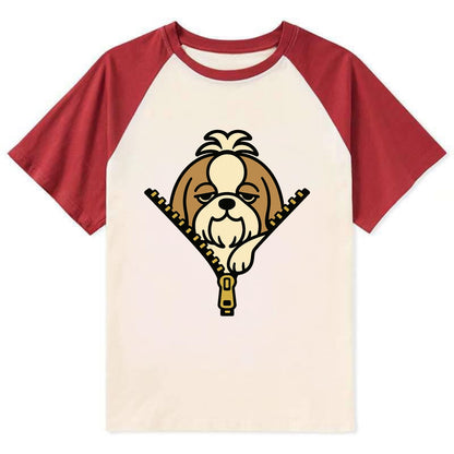Shih Tzu - Contrast Raglan T-shirt - Red