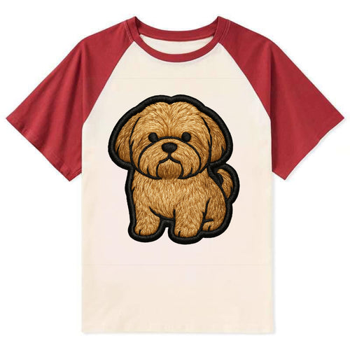 Shih Tzu - Minimalist fluffy design with - Contrast Raglan T-shirt
