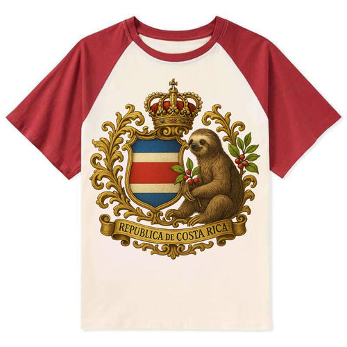Costa Rica Sloth Emblem  - Contrast Raglan T-shirt