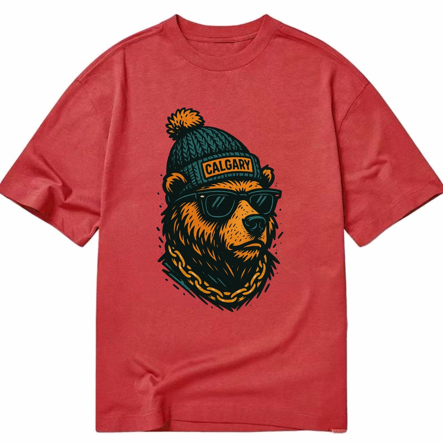 Calgary Grizzly Bear wearing Calgary bea - Classic T-shirt - Red