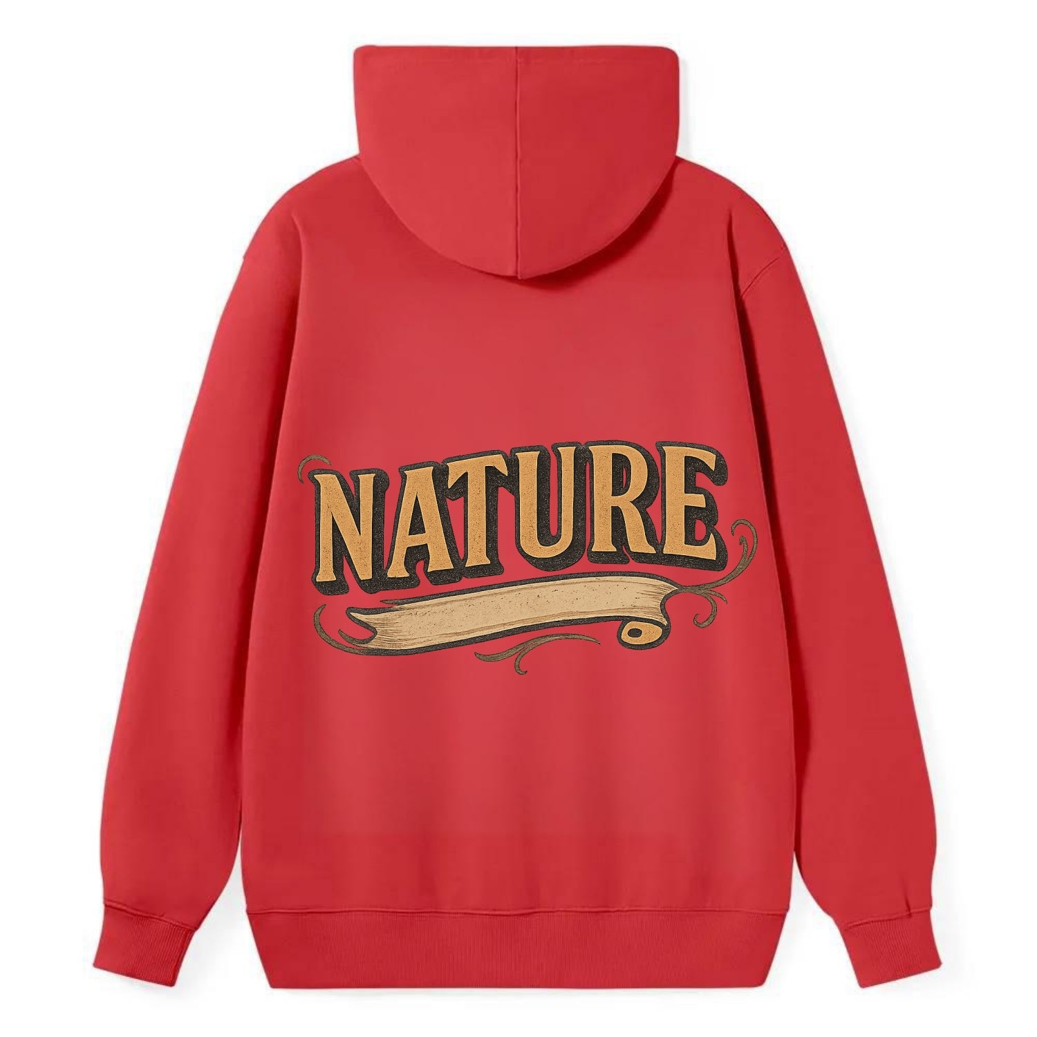 Bold typography design - "NATURE" - natural world, organic - Classic Pullover Hoodie - Red