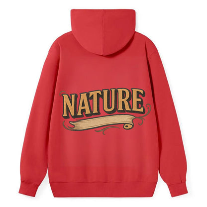 Bold typography design - "NATURE" - natural world, organic - Classic Pullover Hoodie - Red