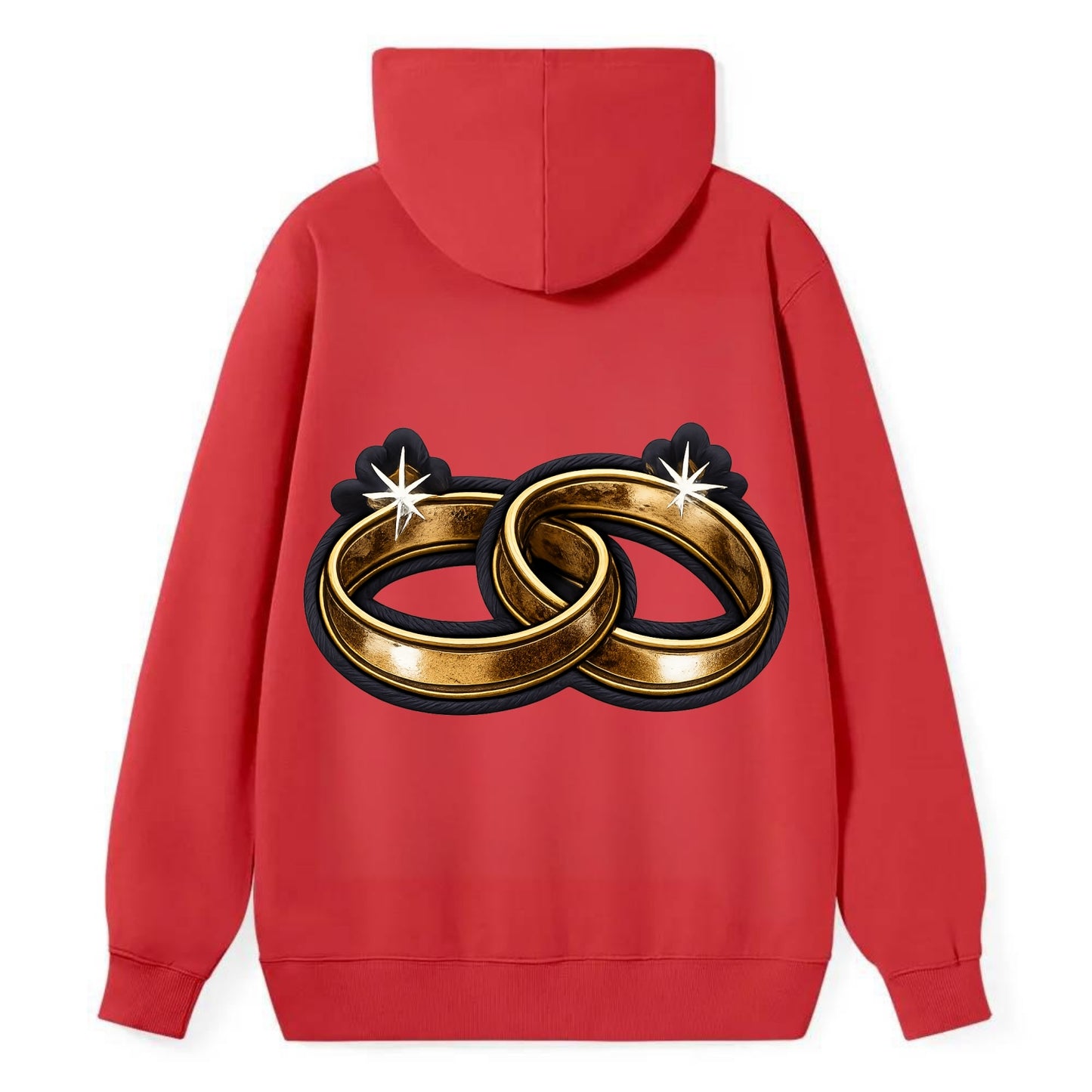 WEDDING RINGS - interlocked bands in gold , marriage - Classic Pullover Hoodie - Red
