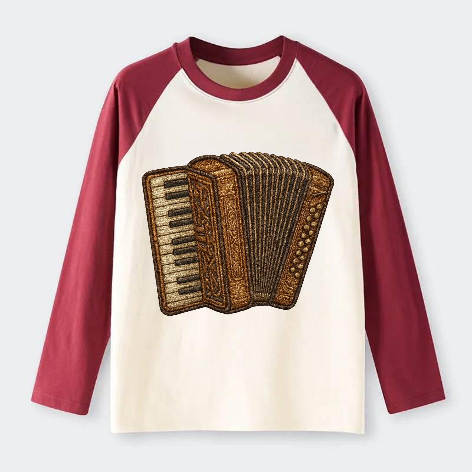 Accordion  - Raglan Long Sleeve T-Shirt - Red