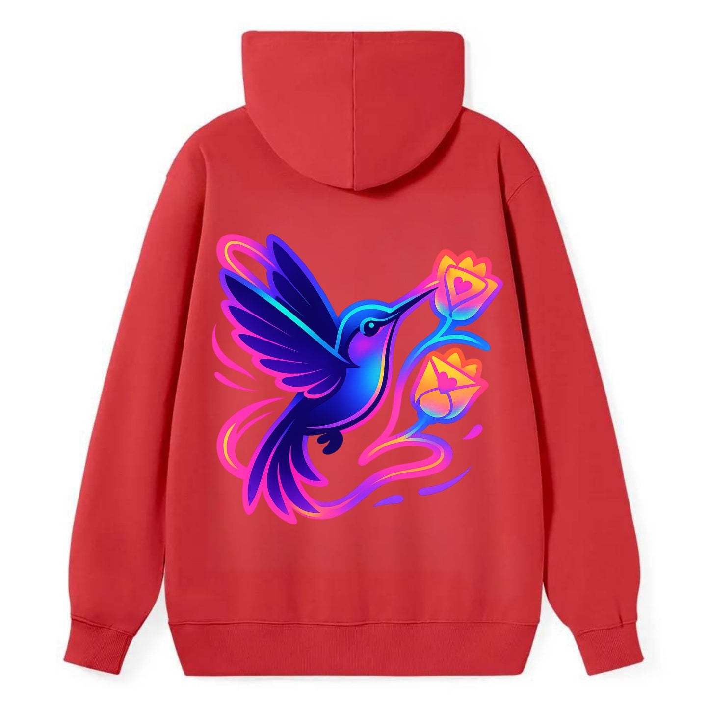 Hummingbird delivering miniature love letters tucked inside flower - Classic Pullover Hoodie - Red