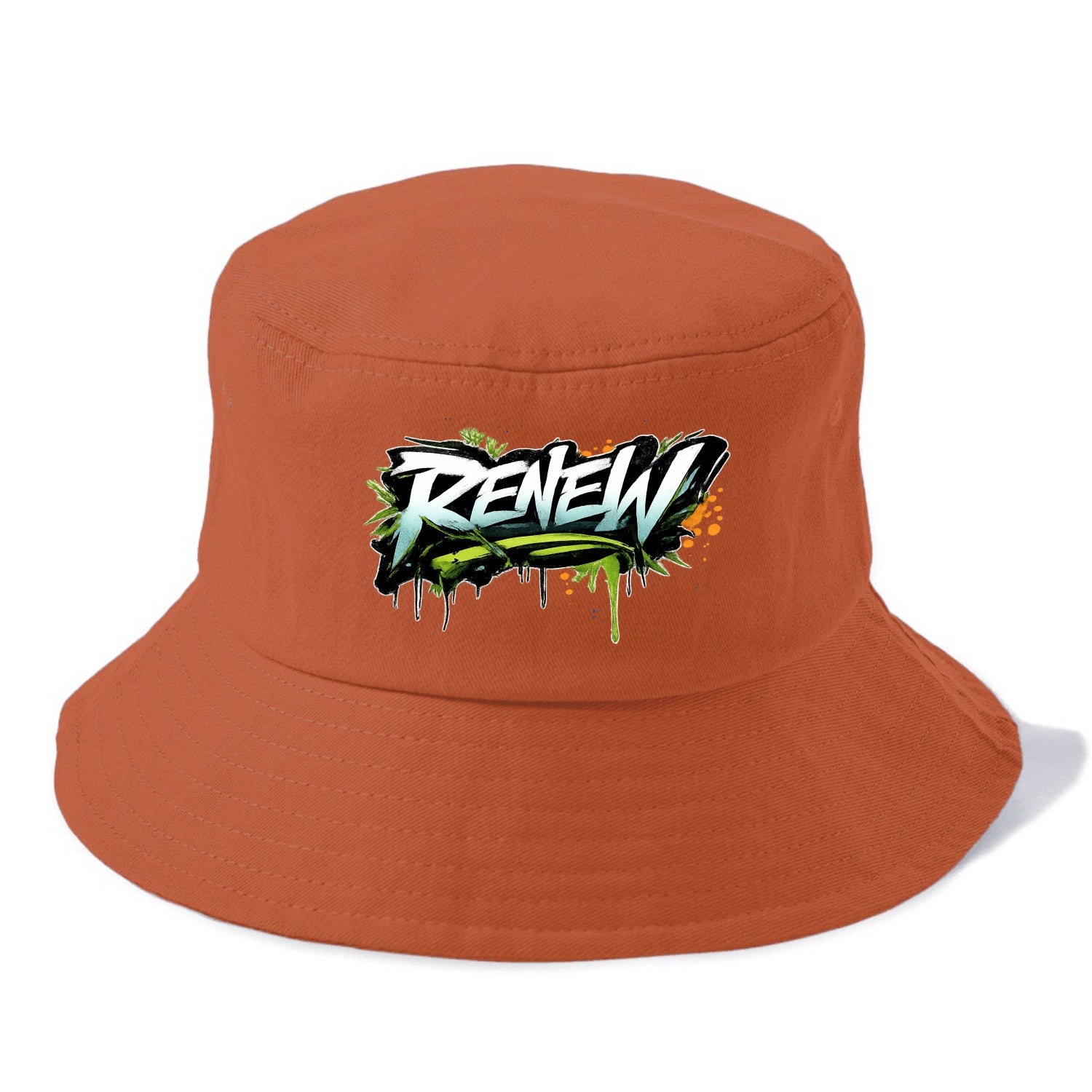 Bold typography design - "RENEW" - starting fresh, regenerating - Bucket Hat - Red