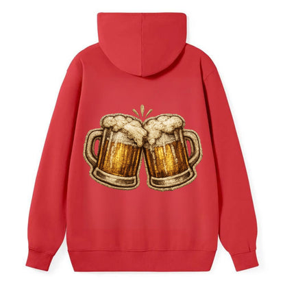 BEER MUG CHEERS - frosty beer stein in gold and amber , brewery - Classic Pullover Hoodie - Red