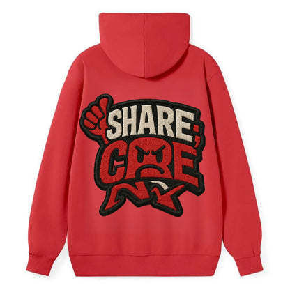 SHARE;CARE TOO MUCH Oversharer Green Hat - Classic Pullover Hoodie - Red