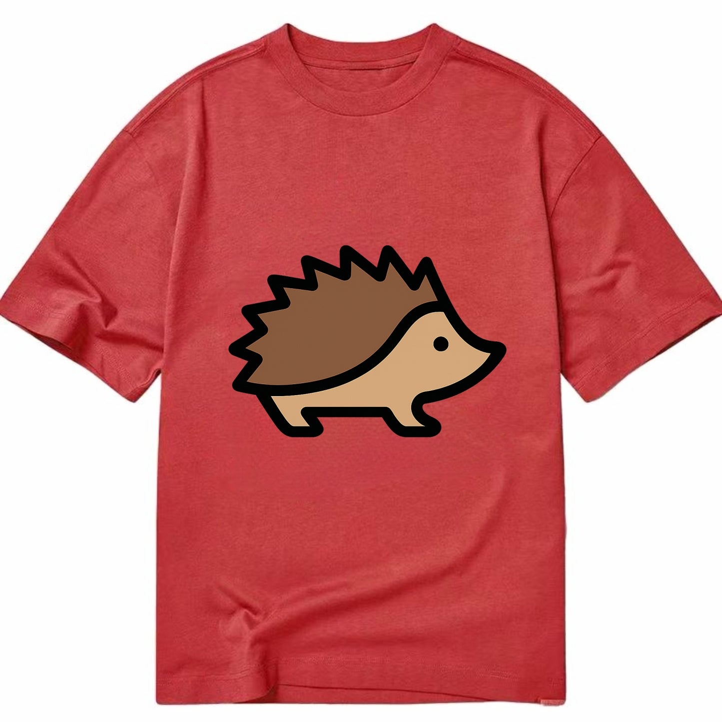 Hedgehog - Brown spiky back flat side profile - Classic T-shirt - Red