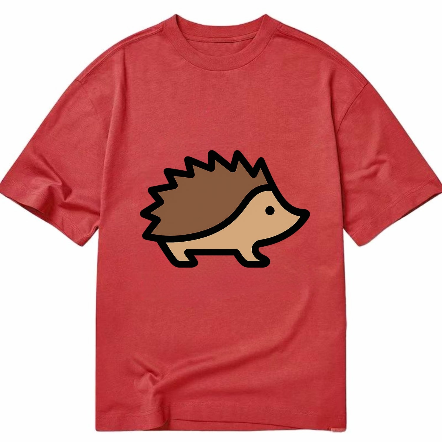 Hedgehog - Brown spiky back flat side profile - Classic T-shirt - Red