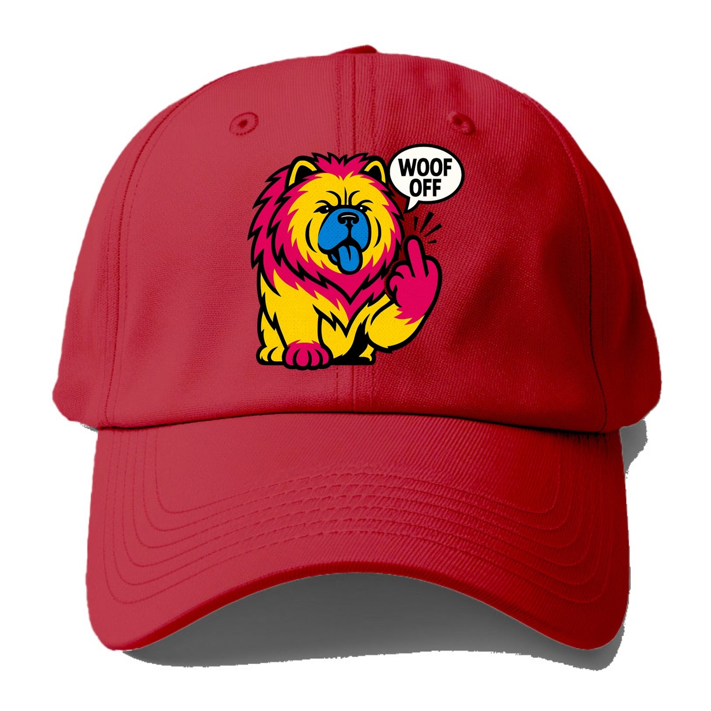 Chow Chow with lion mane and blue-black tongue, fluffy dignified paw up with sass - Baseball Cap - Red