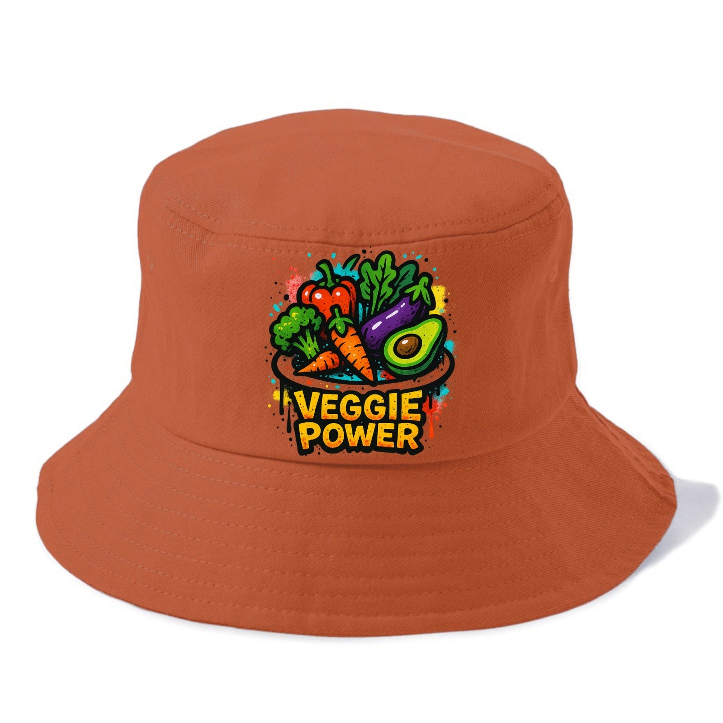 Colorful vegetables and plants on plate - plant-based lifestyle, veggie power - Bucket Hat - Red