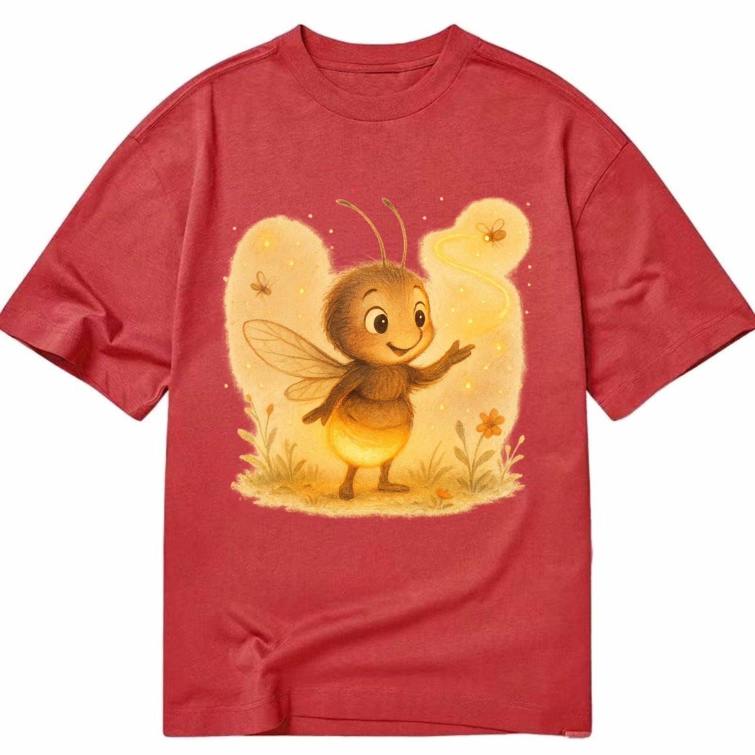 Firefly choreographer arranging synchronized light patterns over a meadow stage - Classic T-shirt - Red