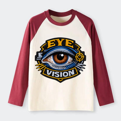EYE VISION - anatomical eye in blue and brown , optometry - Raglan Long Sleeve T-Shirt - Red