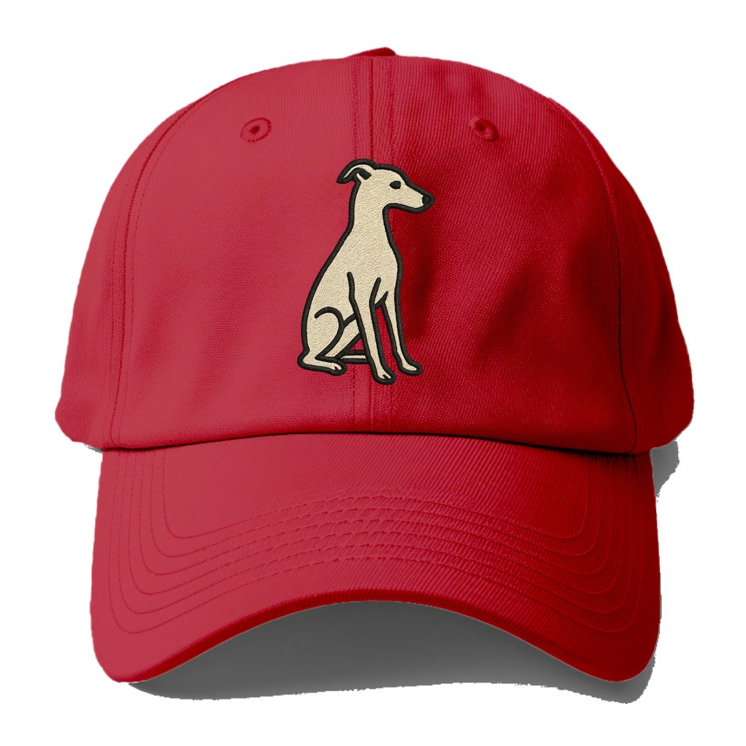 Italian Greyhound - Gray sitting pose - Baseball Cap - Red