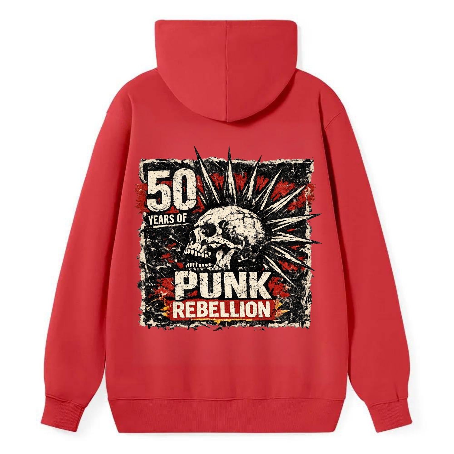 MOHAWK RISING | Spiked hair silhouette | Liberty spikes | Punk identity | - Classic Pullover Hoodie - Red