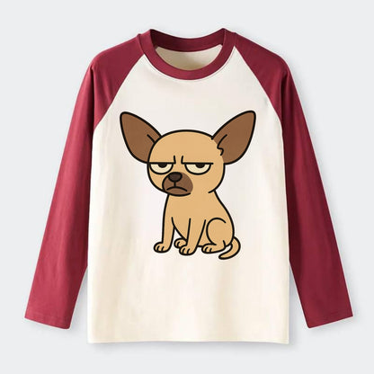 The Chihuahua Judging Silently - Raglan Long Sleeve T-Shirt - Red