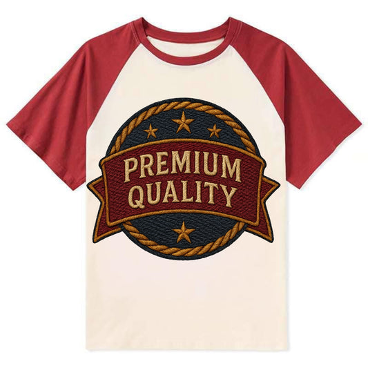 Premium Quality Badge  - Contrast Raglan T-shirt - Red