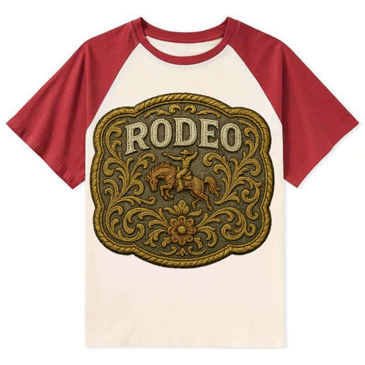 Rodeo Buckle  - Contrast Raglan T-shirt - Red