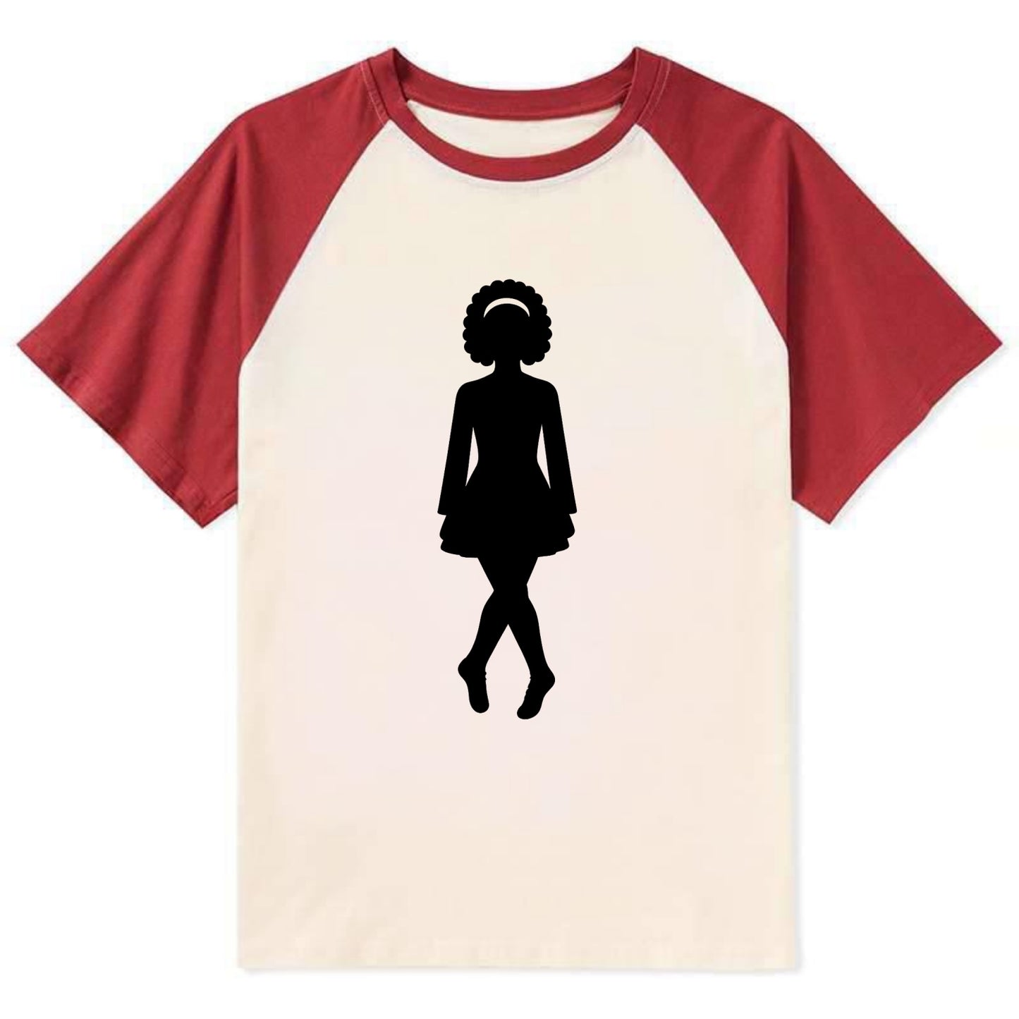 Irish step dancer traditional pose - Contrast Raglan T-shirt - Red