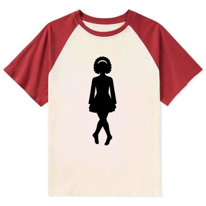 Irish step dancer traditional pose - Contrast Raglan T-shirt - Red
